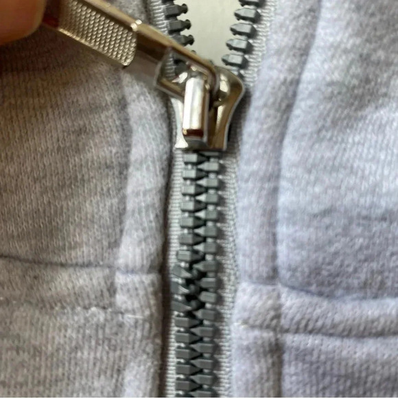 Scuba Neck Cropped Hoodie, Light Gray, Women’s Medium gray hoodie with pocket - Picture 7 of 13